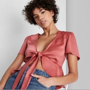 Wild Fable tie-front top blush pink